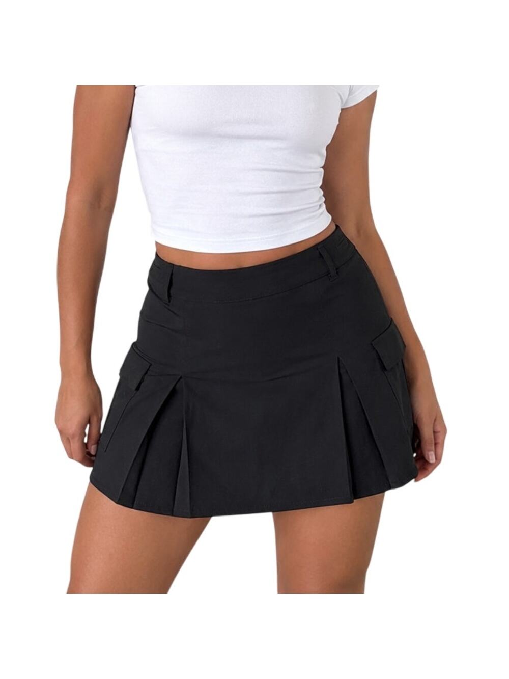 Active USA Pleated Cargo Skort Black Mini Schoolcore Streetwear Medium